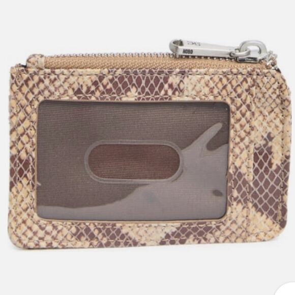 Hobo Leather Card Case Keychain Brown Snakeskin Kai New - Picture 3 of 9